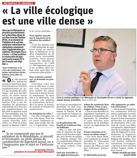 Interview Christophe Ferrari - la Métropole et la densification urbaine
