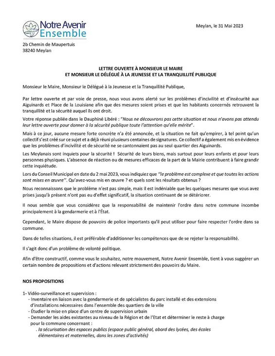 Tapage nocturne, agression, rodéo, feux d'artifice, trafics… lettre ouverte au Maire de Meylan